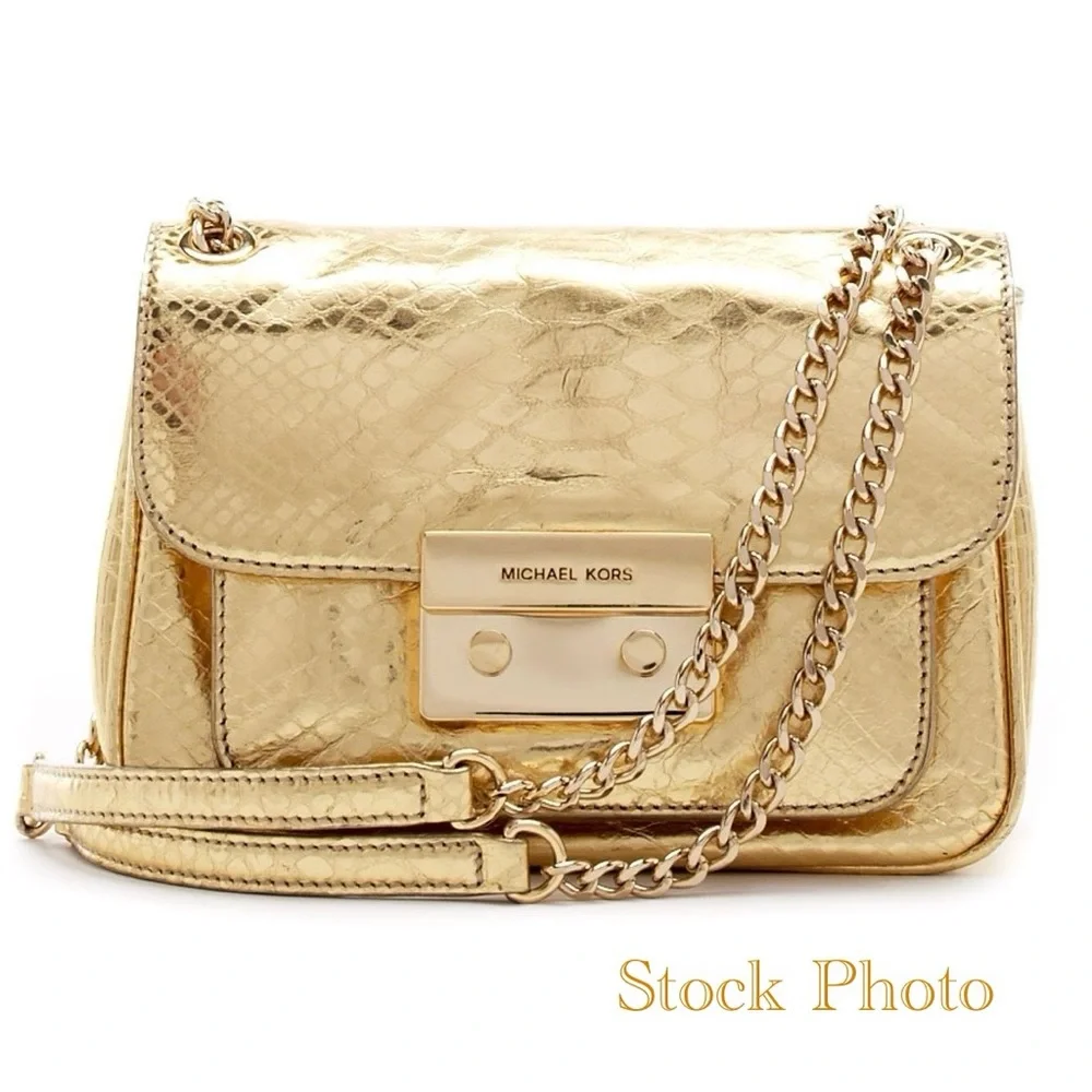 MICHAEL KORS GOLD METALLIC CROSSBODY. EUC RETAILED $358 - Picture 1 of 15